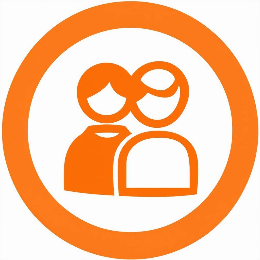 Icon or avatar of short term care treatment insurance that is orange in color with a white background round border that is also orange