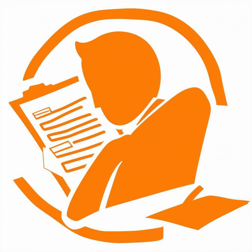 create an icon or avatar of lying or not telling the truth on an insurance application, orange in color with white background